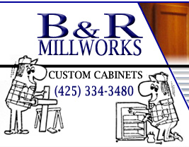 B&R Millworks Logo. B&R provides start to finish services for custom cabinets and remodeling.